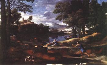 Nicolas Poussin : Landscape with man killed by snake